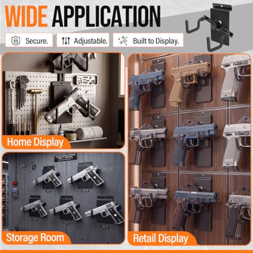 10 Pack Pistol Wall Mount Rack - Adjustable Display Holder for Firearms