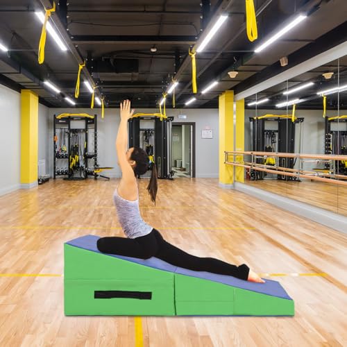 FDW Gymnastics Incline Exercise Mat - Foldable Yoga & Tumbling Mat with Non-Slip Surface