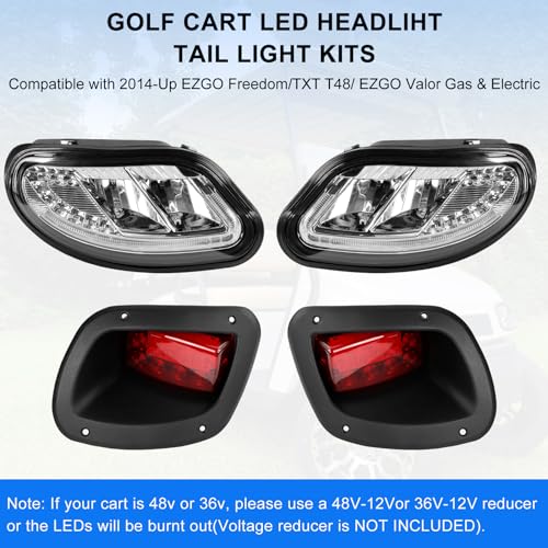 KAKSEY Golf Cart LED Headlight & Tail Light Kit with Turn Signals for EZGO 2014+