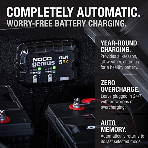 NOCO GEN5X2 12V 10A 2-Bank Marine Battery Charger & Maintainer - 5A per Bank