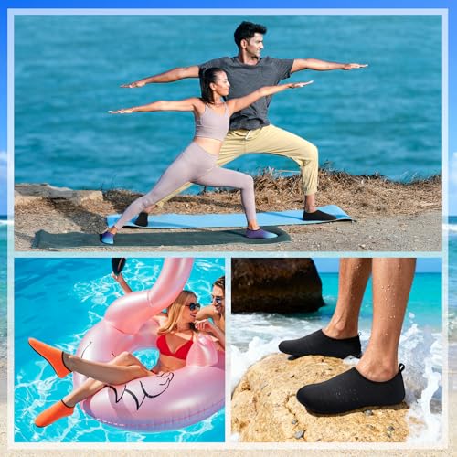 Water Shoes for Women Men Swim Pool Beach Camping Vacation - Tanamo, 5-6 Women / 4-5 Men, Black