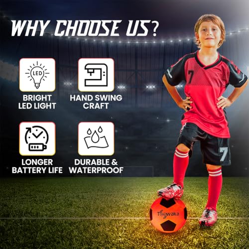 Size 5 Glow in The Dark Soccer Ball with LED Lights - Waterproof & Durable