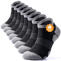 Men's Merino Wool Ankle Running Socks - Black & Grey, Medium, Compression Support