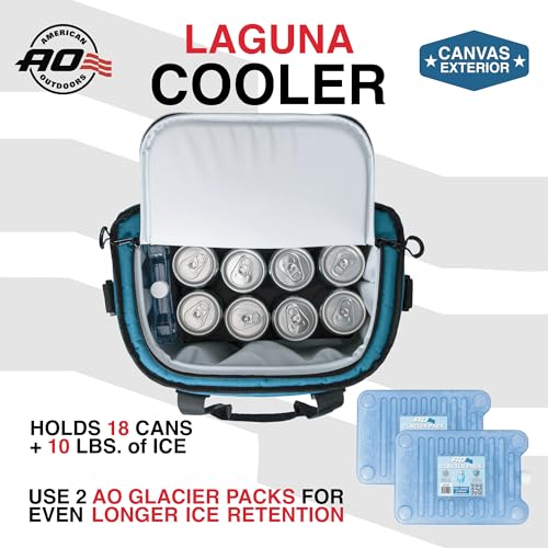 AO Coolers Laguna Canvas Soft Cooler Ocean Blue - Insulated Leak-Proof 18-Can Capacity