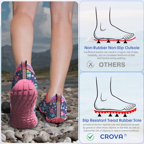Kids Water Shoes with Built-in Heel Grip - Toddler Boy Girl Wide Toe Box, Little Kid Mermaid Variation