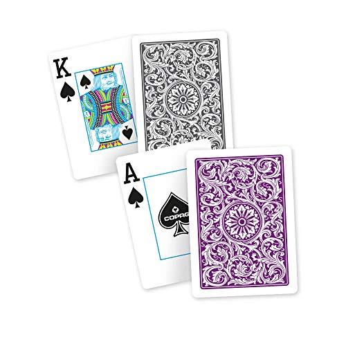 Copag 1546 Design 100% Plastic Poker Playing Cards - Purple & Grey Jumbo Index - 1 Set