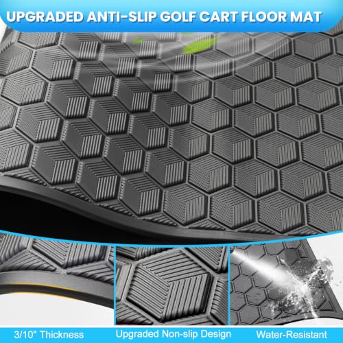 iLSKW Black Cube Square Patent Design Golf Cart Floor Mat for Club Car DS & Villager