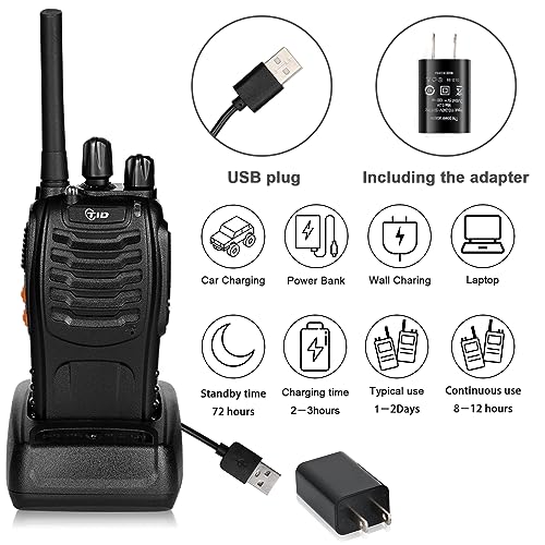 Long Range Walkie Talkies 8 Pack with Earpieces - 5.5 Mile Range, Handheld Two Way Radios