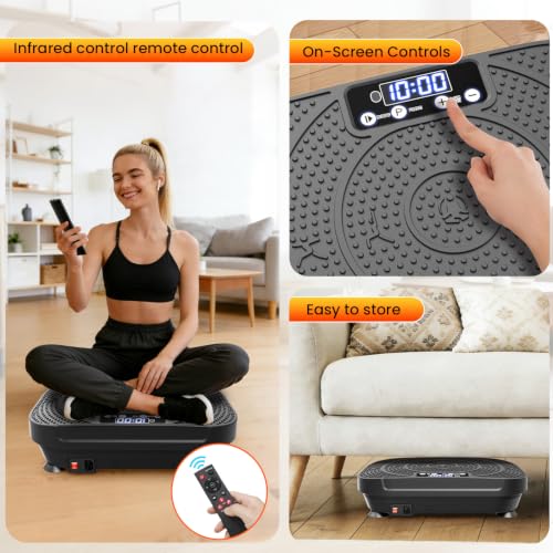 AXV BasicBlack Vibration Plate Exercise Machine Full Body Shaker for Weight Loss & Fitness