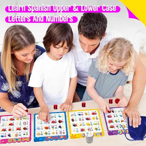 Spanish Bingo Game with Alphabet & Numbers - Educational Toy for Kids Ages 4+ - Variation: Spanish Alphabet Number Bingo Game