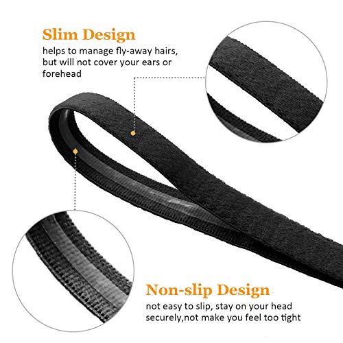 Sport Elastic Headbands Set of 12 Non-Slip Fitness Sweatbands for Men Women - Black White