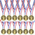 12Pcs Light Bronze Double-Sided Goat Medals with Ribbons - Award & Recognition