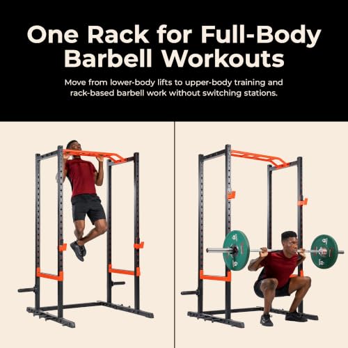 Sunny Health & Fitness Power Rack & Cage System with Plate Holders – Home Gym Equipment