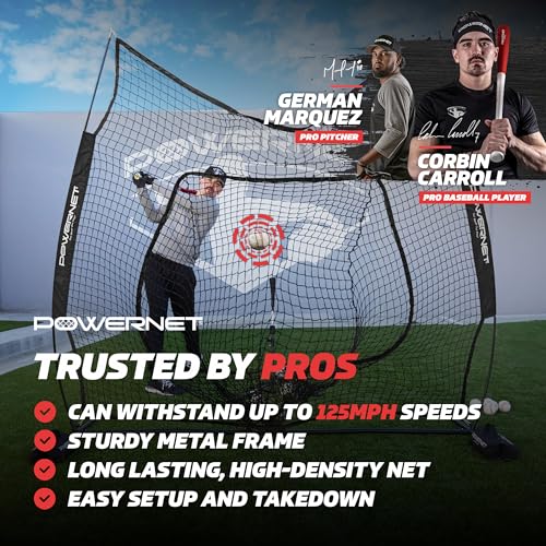 PowerNet 7x7 ft Black Baseball & Softball Practice Net with Accessories