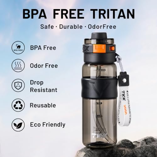 22oz BPA-Free Tritan Water Bottle with Mist Spray & Flip Top - Black