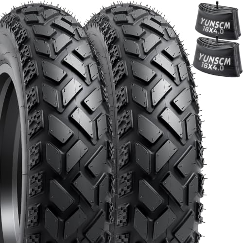 YunSCM 16x4.0 Heavy Duty Fat Bike Tires 2-Pack with Tubes All-Terrain