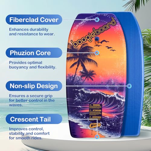 Wham-O 37" Beach Wave Bodyboard 2-Pack for Kids & Teens with Wrist Leash