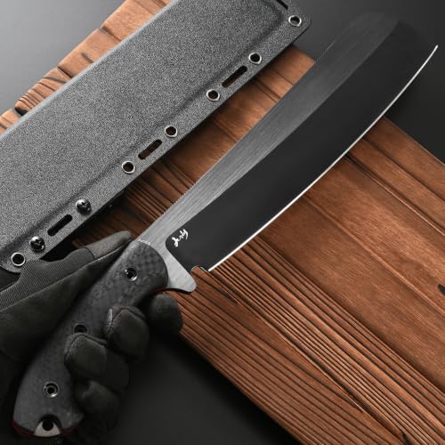 CCFFCC Black Fixed Blade Knife DC53 Steel Full Tang Camping & Hunting Knife