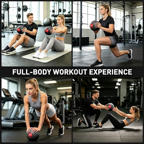 Weighted Slam Ball for Exercise & Workout - Black, 8 LB