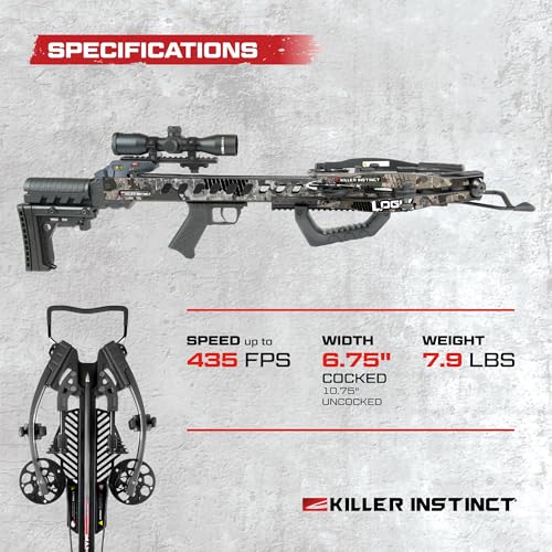 Killer Instinct LOGIX 435 Crossbow Kit 435 FPS 210 LB Draw, Scope & De-Cocking