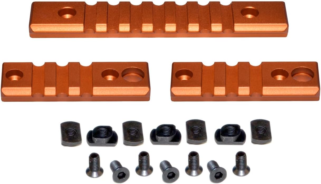 PRESMA M-Lok to Picatinny Rail Adapter Kit - 3 Piece Set with Orange Finish for Versatile Mounting