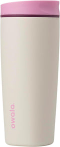 Owala SmoothSip Coffee Tumbler - Insulated Stainless Steel, BPA-Free, 20 oz, Pink/Tan (Daybreak)