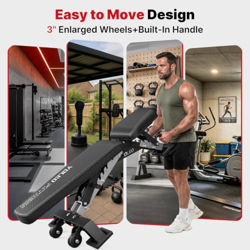 YOLEO Black Commercial Weight Bench 2315LB Capacity - 3-Post Design