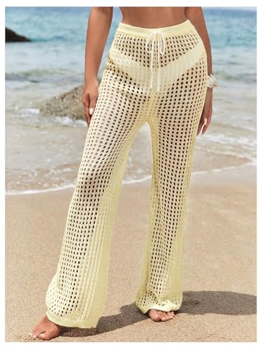 Women's Crochet Pants High Waist Beach Cover Up Vacation Outfits
