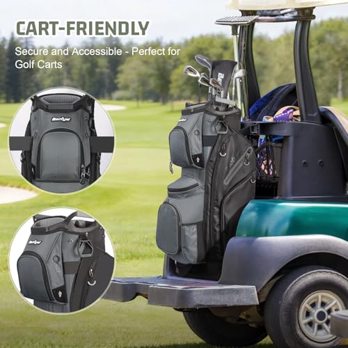 Beutyal 15-Way Golf Cart Bag for Men with Organizer Top - Black & Grey