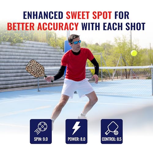Salted City Sports Leopard Carbon Fiber Pickleball Paddle - USA Approved, 13mm Core