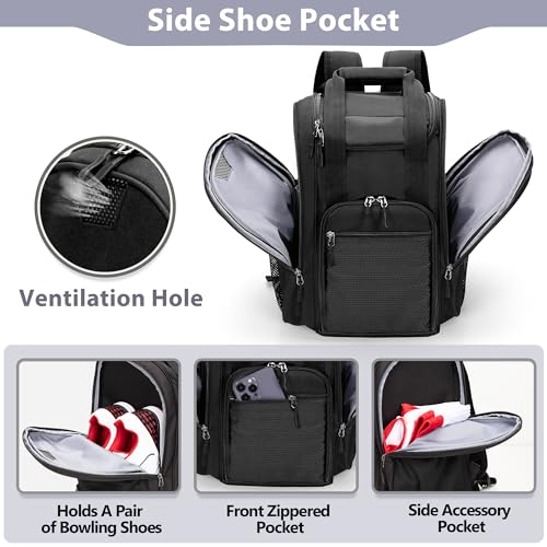 Bowling Ball Backpack with Shoe Compartment and Padded Storage - Fits One Ball