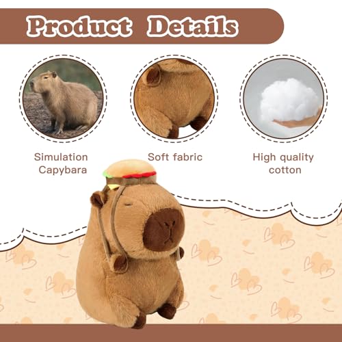 Funny Hamburger Backpack Capybara Golf Club Head Cover, Small Size Fits Hybird and Irons, Large Size Fits Standard 460cc Driver Head, Plush Animals Golf Headcover Gift for Men Women