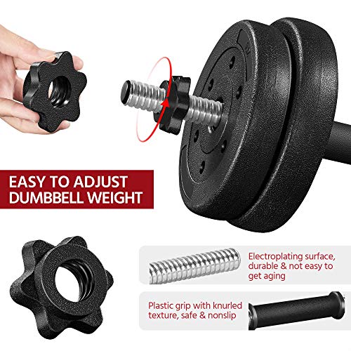Yaheetech Adjustable Dumbbell Set 66lb with Spinlock Collars - Black