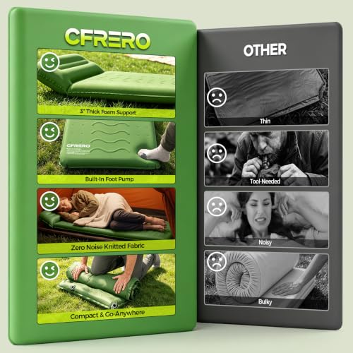 CFRERO 3-Inch Memory Foam Camping Sleeping Pad with Built-in Pump & Air Pillow