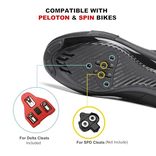 Unisex Cycling Shoes for Peloton Bike SPD Compatible 12 Women / 10 Men Black