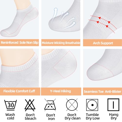 Ankle Socks for Women & Men 12 Pairs Thin Low Cut No Show Cotton Socks - White 5-7 / 8