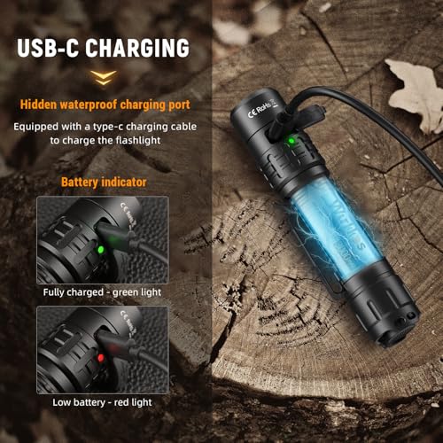 Wurkkos TD02 Black LED Tactical Flashlight 2000 Lumens Rechargeable