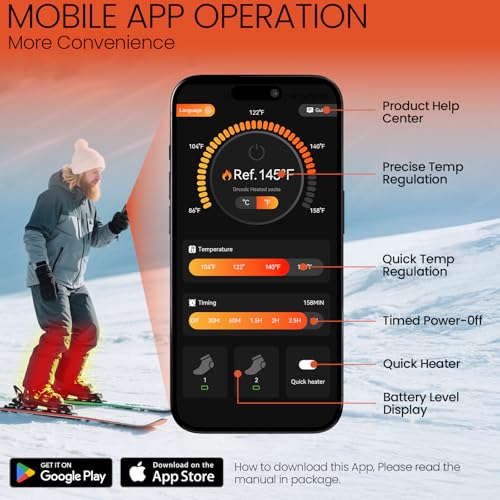 SURGOAL Khaki Merino Wool Heated Socks with 15-Hour Battery & App Control – X-Large