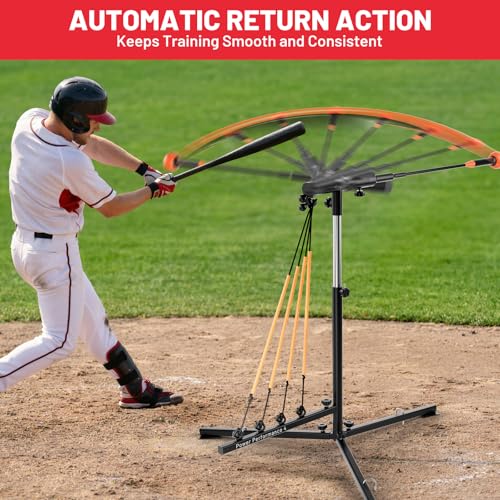 Adjustable Baseball Swing Trainer with Auto-Return & Resistance Bands