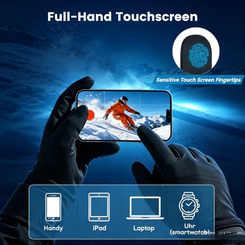 Heated Thermal Gloves for Men Women Large - Rechargeable Touchscreen Winter Gloves