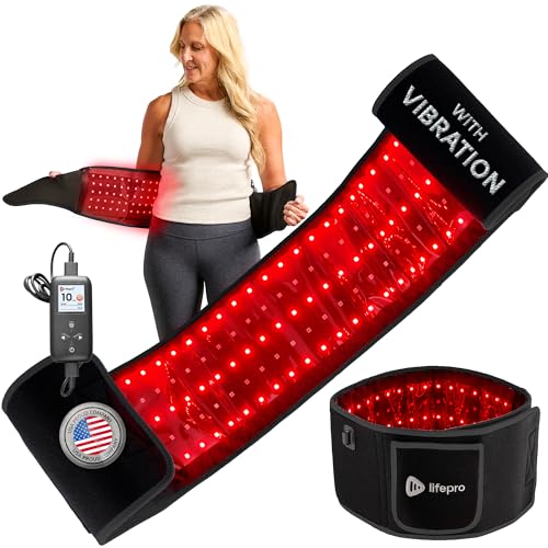 Corded Red Light Therapy Belt with Pulse Modes & Vibration - Black
