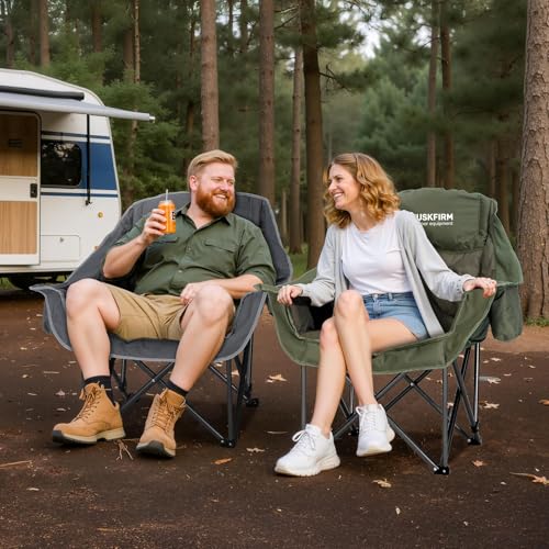 Huskfirm Oversized Grey Camping Chair - Padded Support 450LBS, Single Pack