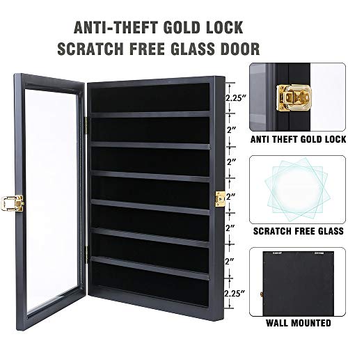 Lockable Wooden Display Case for Military Challenge Coins - Matt Black