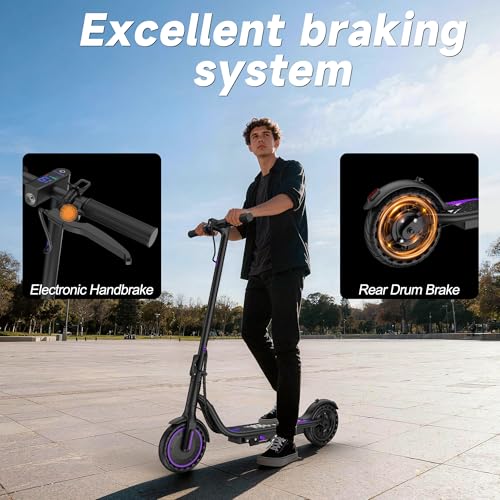 VOLPAM Purple Electric Scooter 350W/500W Motor, 15-28 Mile Range, 19 MPH