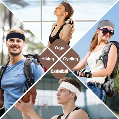 Panleding 12 Pack Women's Headbands - Deep Neutral, Elastic Workout Hair Bands