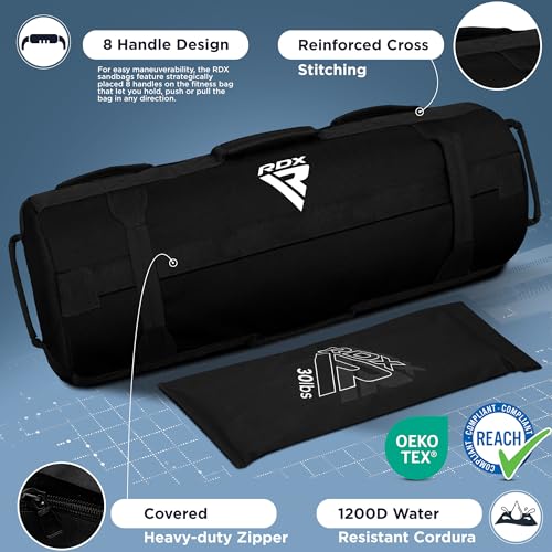 Unfilled Black 125-200LB Sandbag for Strength Training & Powerlifting