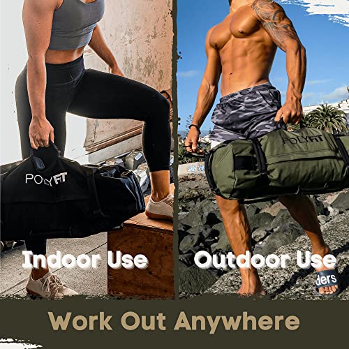 Polyfit Workout Sandbag with 8 Handles - Green Large (50-125lbs) Fitness Equipment