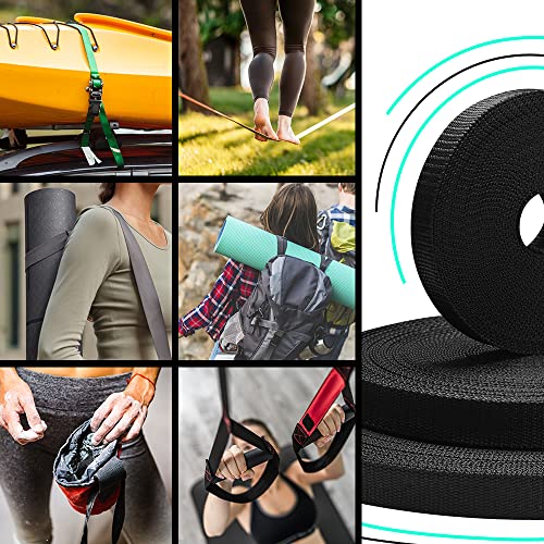 Black 2-Inch Heavy Duty Webbing Strap - 10 Yards, Strong & Durable