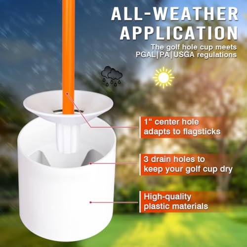 4-Pack Orange Golf Flagstick Set with Double-Sided Number Flags and Putting Hole Cup for Backyard Practice