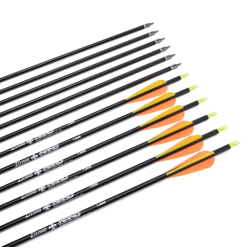 28 Inch Orange Carbon Hunting Arrows with Removable 100 Grain Tips - Pack of 12